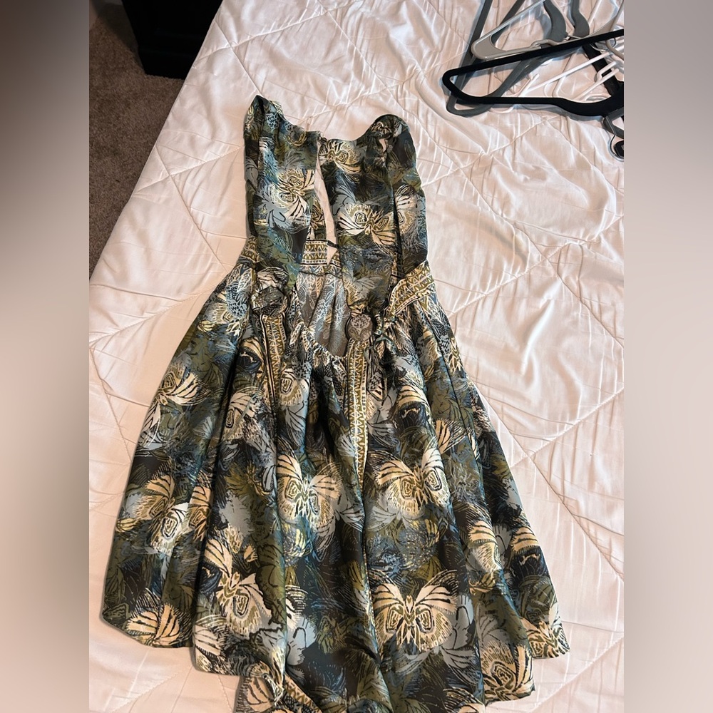 Free People Floral Print Dress with Green and White Accents